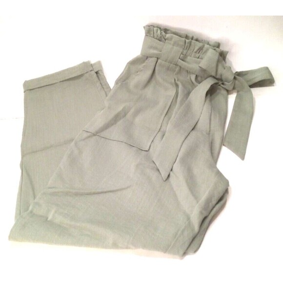 Vanilla Bay Size Small Pants Paperback Elastic Waist Belted Sage Pull On Cuffed - Picture 1 of 9